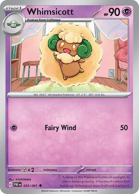 Whimsicott card from SV: Paldean Fates