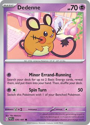 Dedenne card from SV: Paldean Fates