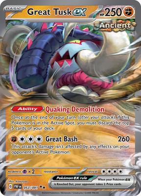 Great Tusk ex card from SV: Paldean Fates