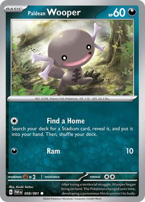 Paldean Wooper - 058/091 card from SV: Paldean Fates