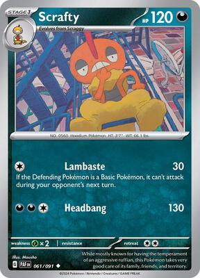 Scrafty card from SV: Paldean Fates