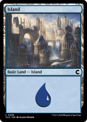 Island (0258) card from Ravnica: Clue Edition