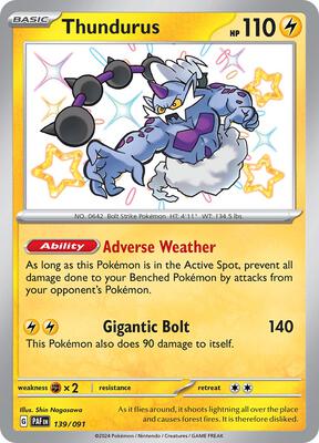 Thundurus card from SV: Paldean Fates