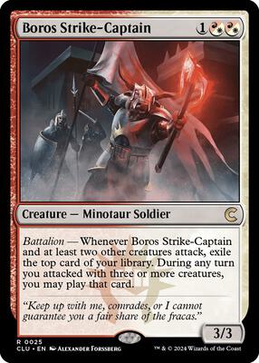 Boros Strike-Captain card from Ravnica: Clue Edition