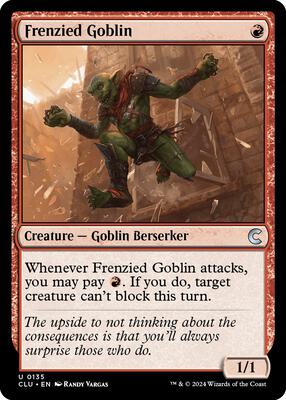 Frenzied Goblin card from Ravnica: Clue Edition