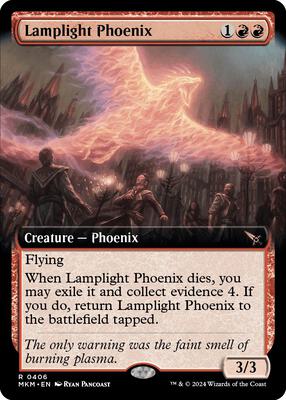 Lamplight Phoenix (Extended Art) card from Murders at Karlov Manor