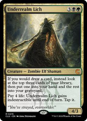 Underrealm Lich card from Ravnica: Clue Edition