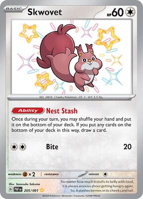 Skwovet card from SV: Paldean Fates