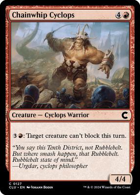 Chainwhip Cyclops card from Ravnica: Clue Edition