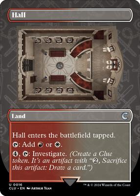 Hall (Borderless) card from Ravnica: Clue Edition