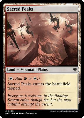 Sacred Peaks card from Commander: Murders at Karlov Manor