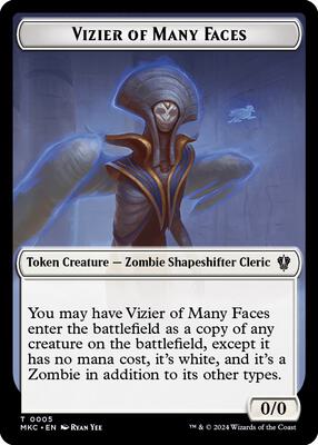 Vizier of Many Faces // Zombie Double-Sided Token card from Commander: Murders at Karlov Manor