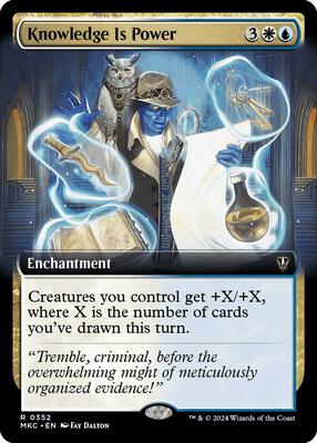 Knowledge is Power (Extended Art) card from Commander: Murders at Karlov Manor