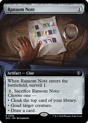 Ransom Note (0356) (Extended Art) card from Commander: Murders at Karlov Manor
