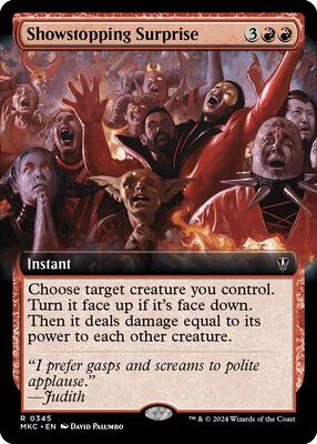Showstopping Surprise (Extended Art) card from Commander: Murders at Karlov Manor