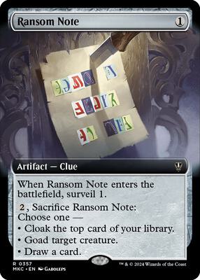 Ransom Note (0357) (Extended Art) card from Commander: Murders at Karlov Manor