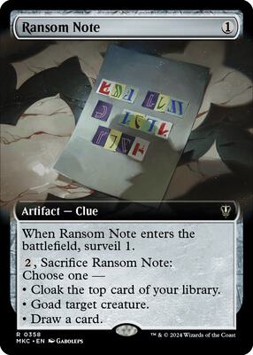 Ransom Note (0358) (Extended Art) card from Commander: Murders at Karlov Manor