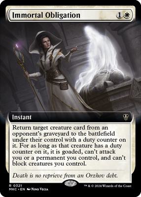 Immortal Obligation (Extended Art) card from Commander: Murders at Karlov Manor