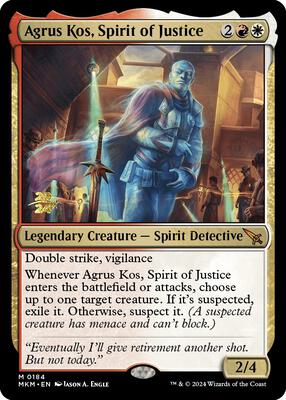 Agrus Kos, Spirit of Justice card from Prerelease Cards