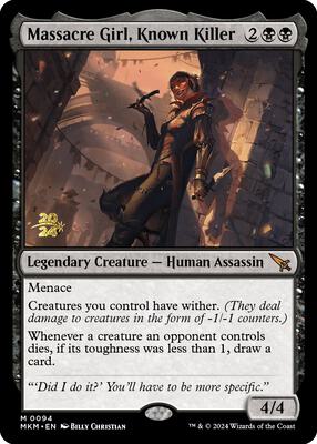 Massacre Girl, Known Killer card from Prerelease Cards