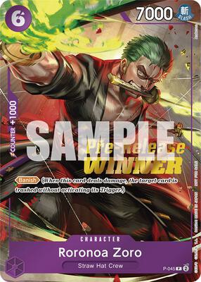 Roronoa Zoro (OP-06 Pre-Release Tournament) [Winner] card from One Piece Promotion Cards