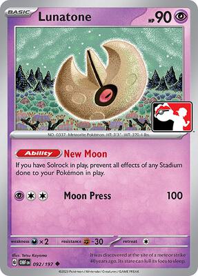 Lunatone - 092/197 card from Prize Pack Series Cards