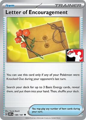 Letter of Encouragement - 189/197 card from Prize Pack Series Cards