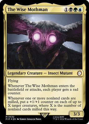 The Wise Mothman (Surge Foil) card from Universes Beyond: Fallout