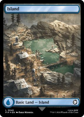Island (0848) (Surge Foil) card from Universes Beyond: Fallout