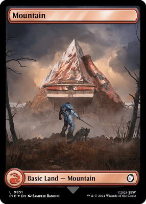 Mountain (0851) (Surge Foil) card from Universes Beyond: Fallout