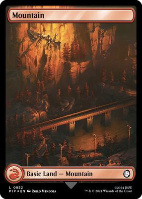Mountain (0852) (Surge Foil) card from Universes Beyond: Fallout