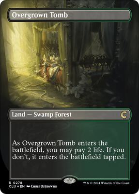 Overgrown Tomb (Borderless) card from Ravnica: Clue Edition