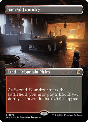 Sacred Foundry (Borderless) card from Ravnica: Clue Edition