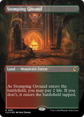 Stomping Ground (Borderless) card from Ravnica: Clue Edition