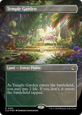 Temple Garden (Borderless) card from Ravnica: Clue Edition