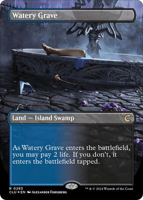 Watery Grave (Borderless) card from Ravnica: Clue Edition