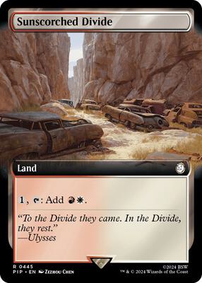 Sunscorched Divide (Extended Art) card from Universes Beyond: Fallout