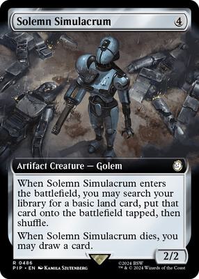 Solemn Simulacrum (Extended Art) card from Universes Beyond: Fallout