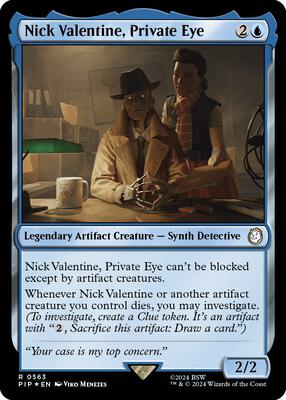 Nick Valentine, Private Eye (Surge Foil) card from Universes Beyond: Fallout