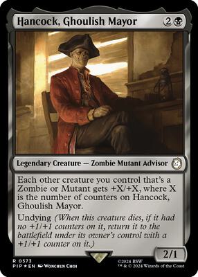 Hancock, Ghoulish Mayor (Surge Foil) card from Universes Beyond: Fallout