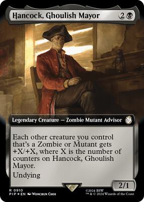 Hancock, Ghoulish Mayor (Extended Art) (Surge Foil) card from Universes Beyond: Fallout