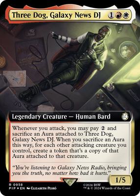 Three Dog, Galaxy News DJ (Extended Art) (Surge Foil) card from Universes Beyond: Fallout