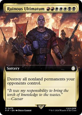Ruinous Ultimatum (Extended Art) card from Universes Beyond: Fallout