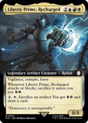 Liberty Prime, Recharged (Extended Art) card from Universes Beyond: Fallout
