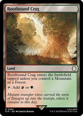 Rootbound Crag card from Universes Beyond: Fallout