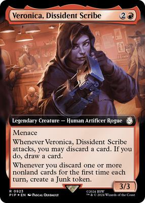 Veronica, Dissident Scribe (Extended Art) (Surge Foil) card from Universes Beyond: Fallout