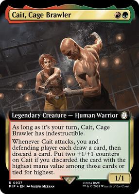 Cait, Cage Brawler (Extended Art) (Surge Foil) card from Universes Beyond: Fallout