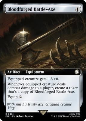Bloodforged Battle-Axe (Extended Art) card from Universes Beyond: Fallout