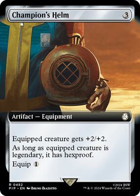 Champion's Helm (Extended Art) card from Universes Beyond: Fallout