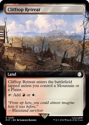 Clifftop Retreat (Extended Art) card from Universes Beyond: Fallout